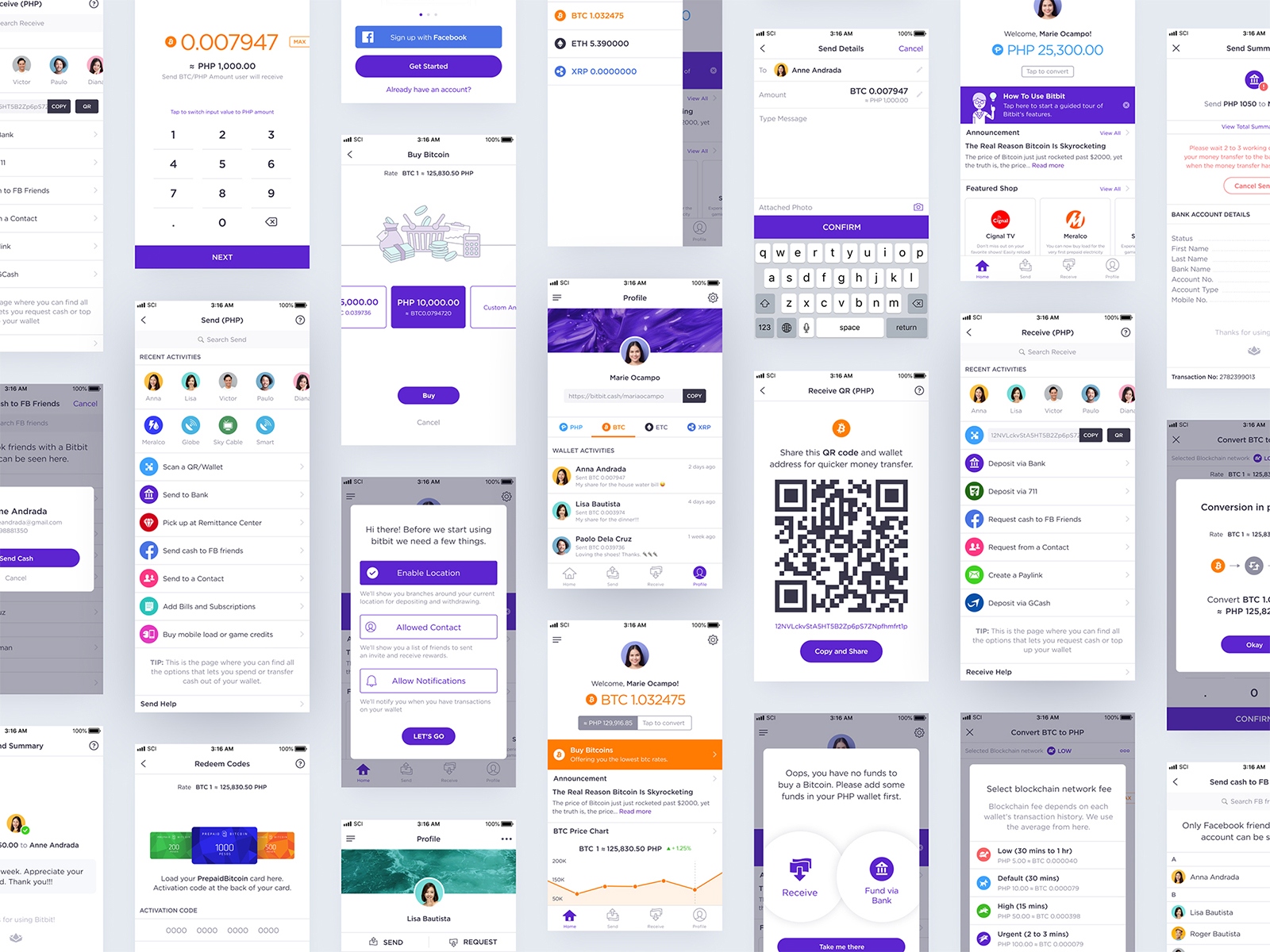 Bitbit Cash - Screen design collage